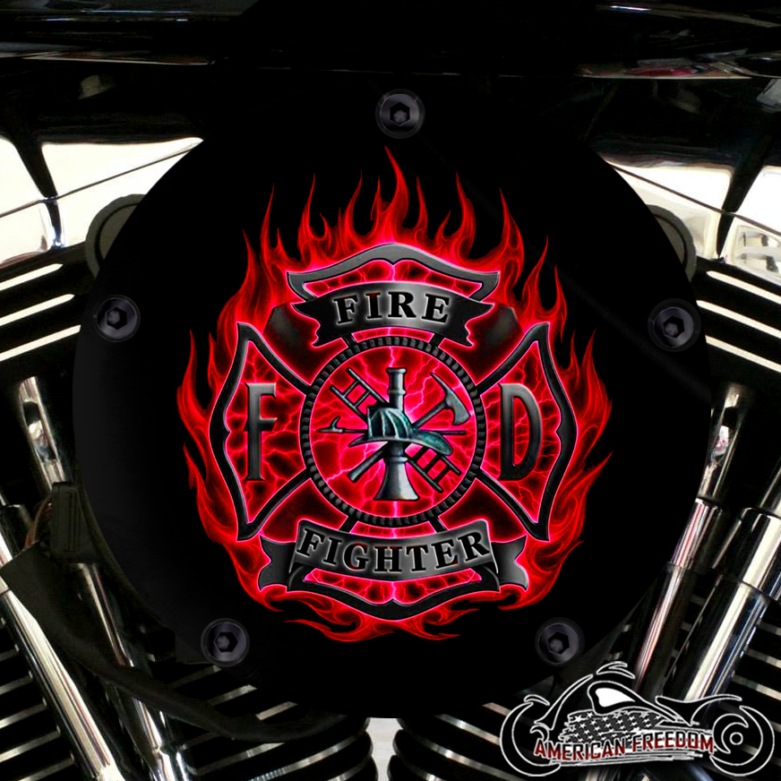 Harley Davidson High Flow Air Cleaner Cover - Firefighter Flames